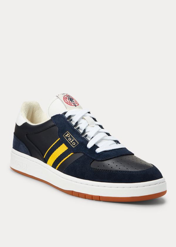 Zapatillas Polo Ralph Lauren Hombre Azul Marino / Dorados / Blancos - Court Leather - CDGSX4860